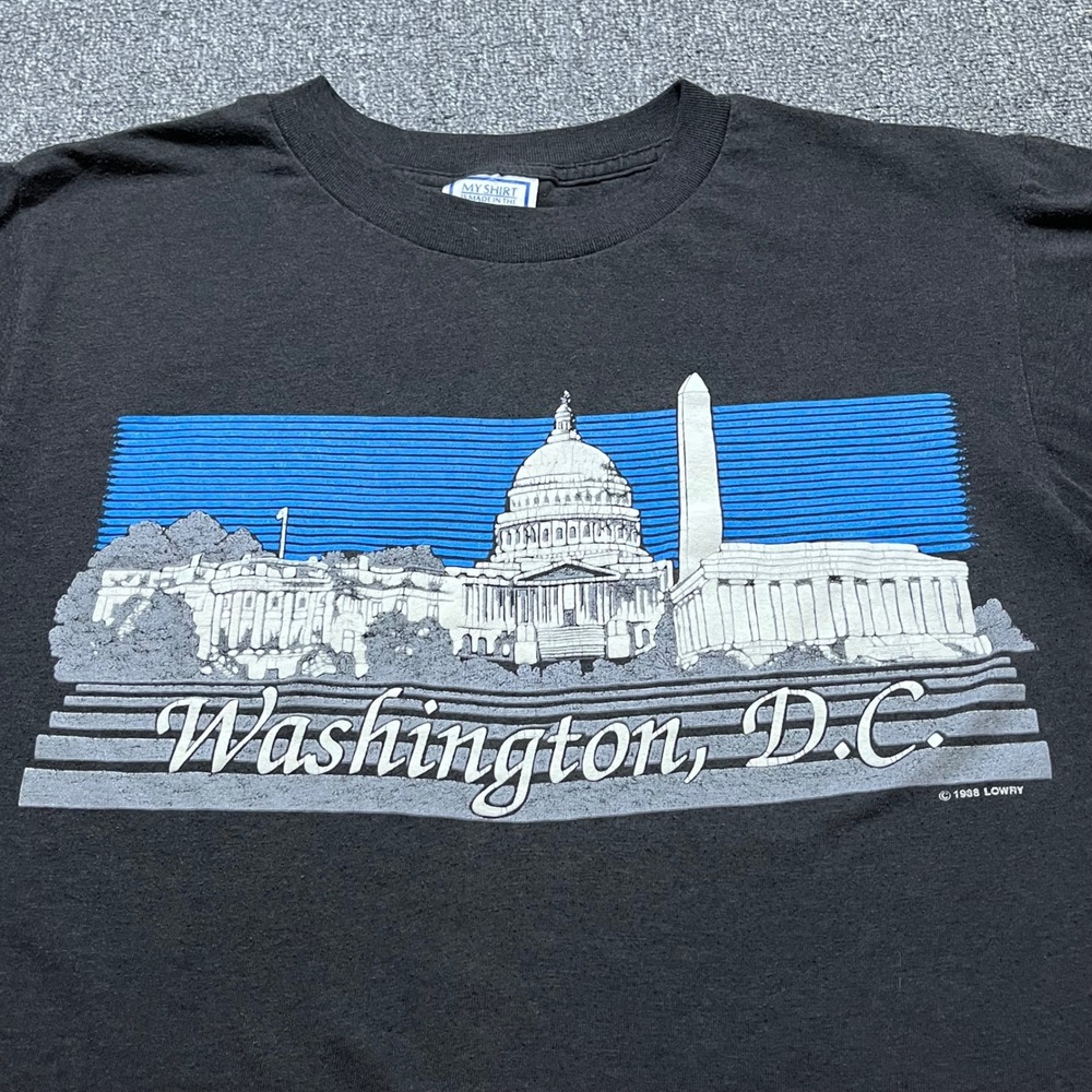 Vintage Lowry Washington DC T Shirt‎ L (Fits M) Black Graphic Souvenir 1988 80s - Picture 4 of 8